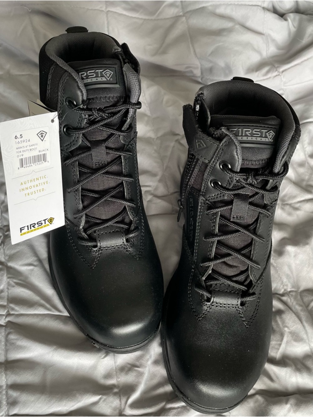 FIRST Tactical Men's Black Tactical Boots – Secure Lace-Up Comfort